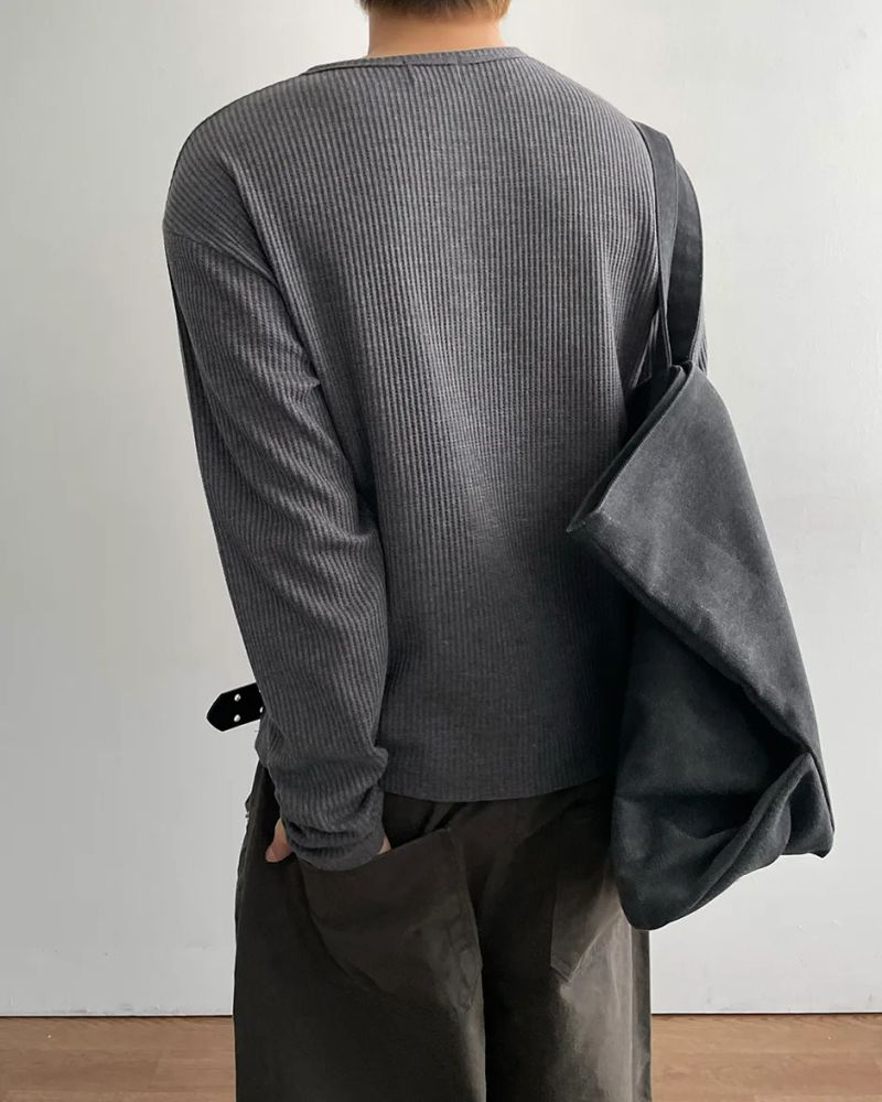 スポヘンリーネックワッフルロングスリーブ T