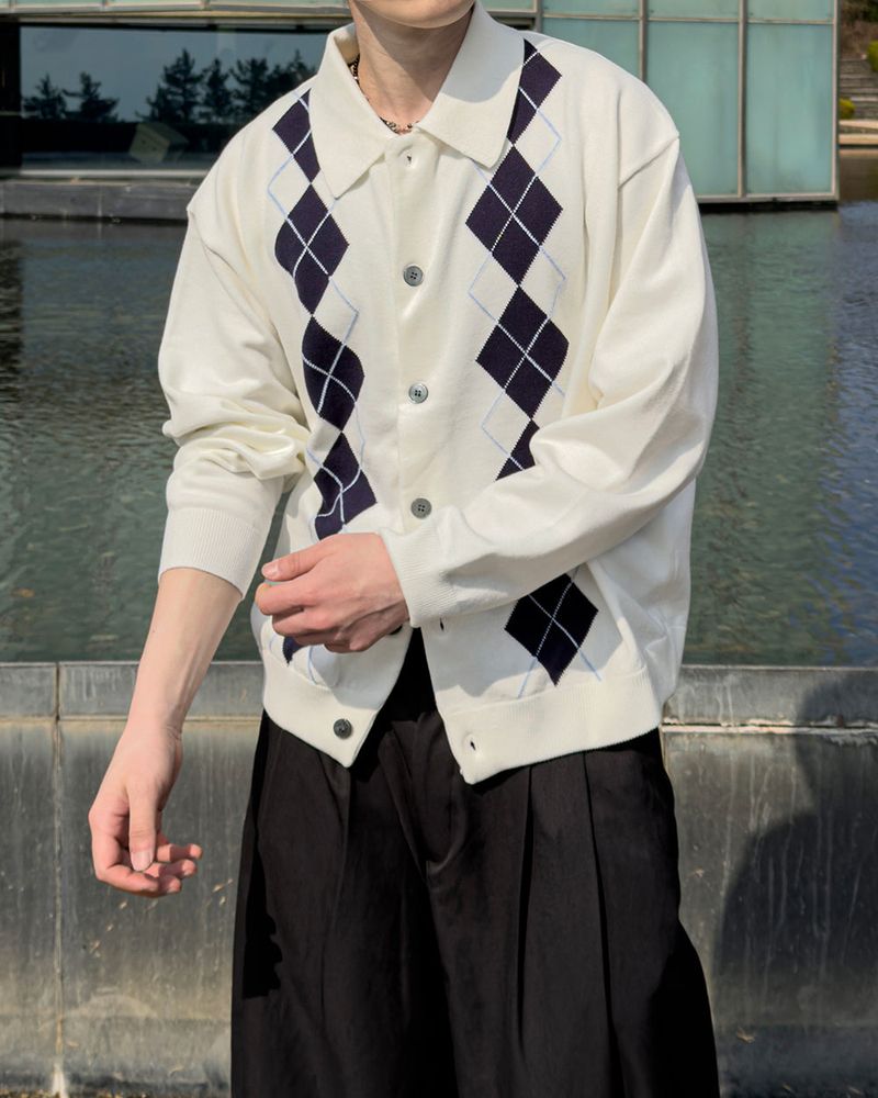 Thebel Argyle Knit Cardigan