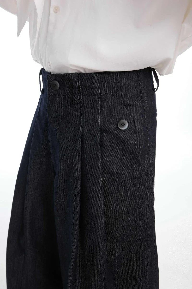 Raw Denim Wide-Leg Jeans