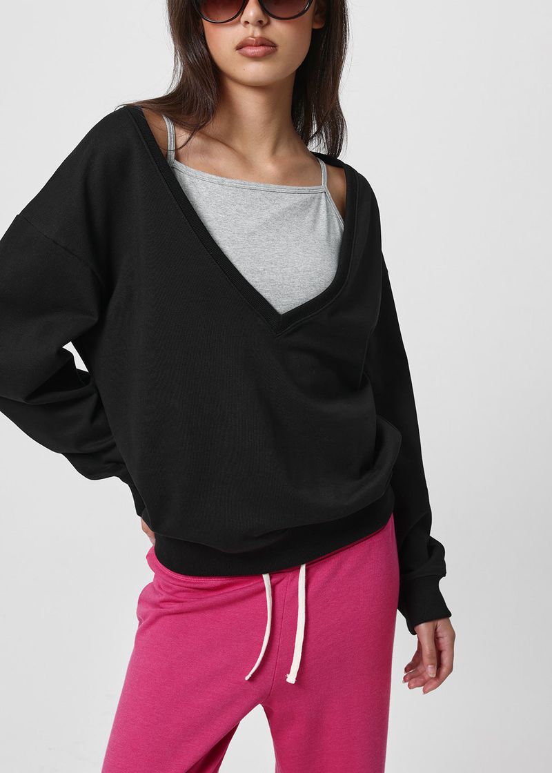 BLACKUP（ブラックアップ）の「[B-BASIC] Mid-Sweat Deep V-Neck Sweatshirt（Tops）」