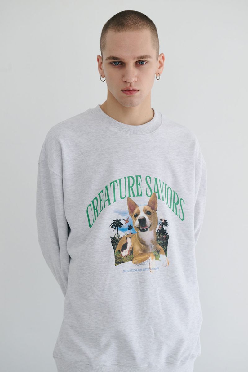BSRABBIT(ビエスラビット)の「BSR2223FWPO068 LUCKY JUNGLE CREWNECK HEATHER GREY(Tops)」