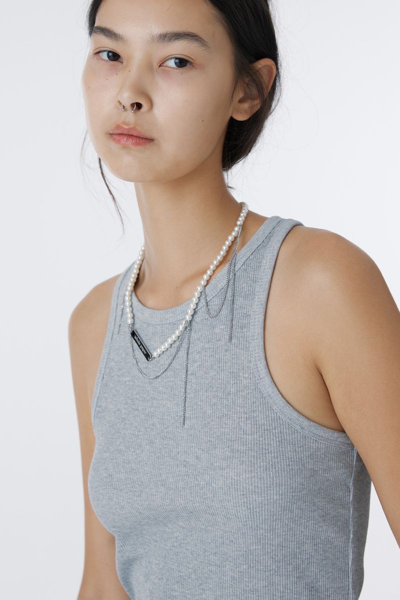 PEARL & CUT-OUT CHAIN NECKLACE		