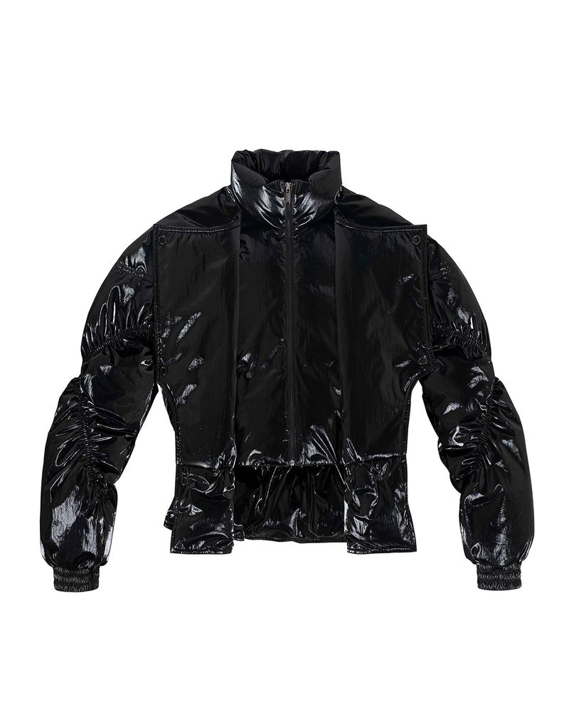 Double Layered Goose Down Jacket _ Glossy Black