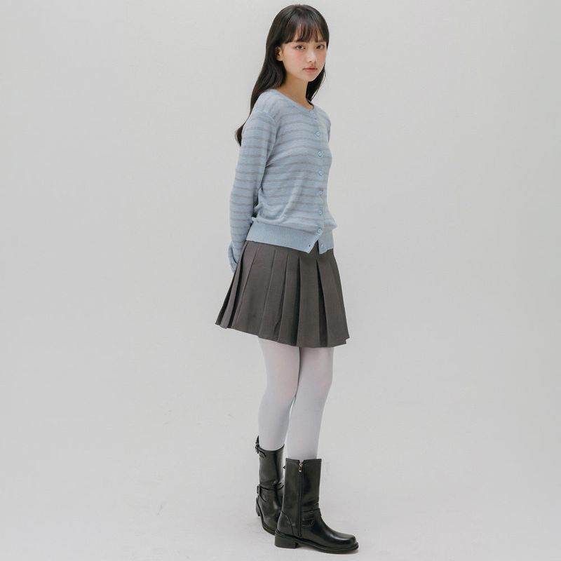 SOFT STRIPED KNIT CARDIGAN (LIGHT BLUE)