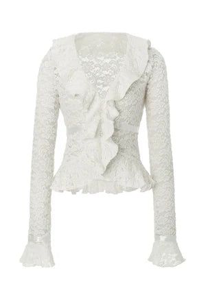 Floral ruffle cardigan