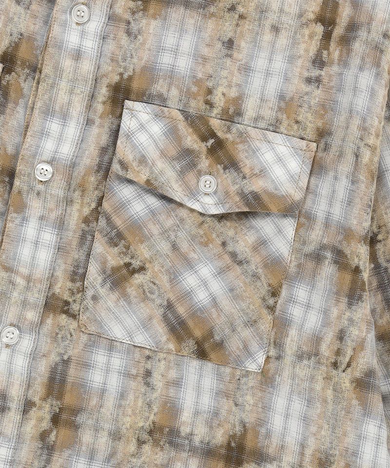 BLEACHED RAW-CUT CHECK SHIRT