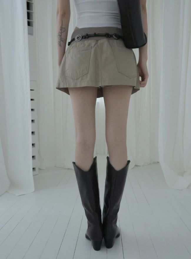 Bowty Pleated Button Skirt Pants
