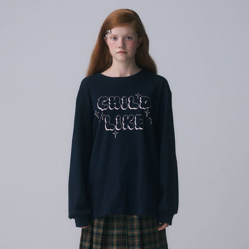 FUN FROM FUN(ファンフロムファン)の「CHILDLIKE PRINTED LONG SLEEVE, NAVY(Tops)」