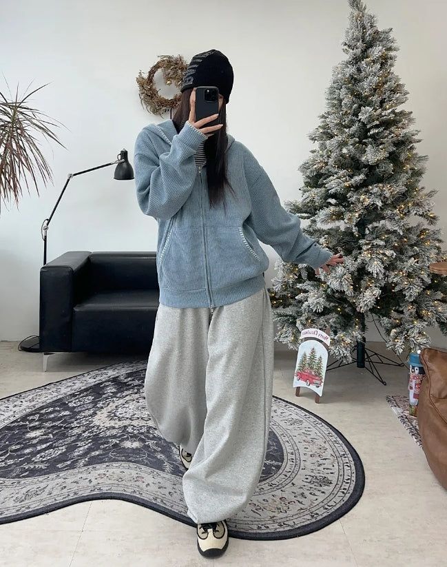 Any Stitch Knit Hood Zip Up