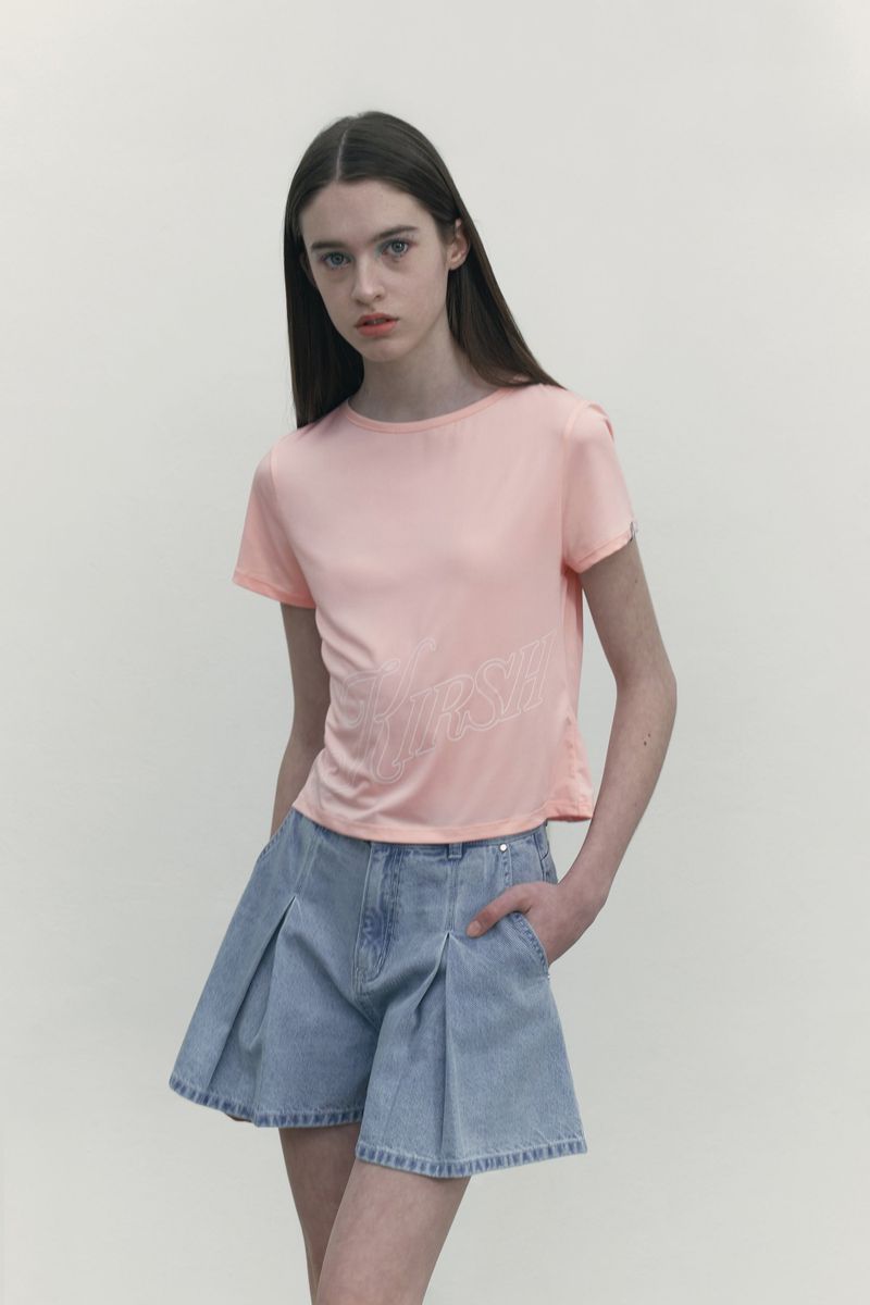 FLARE SHORT DENIM PANTS [BLUE]
