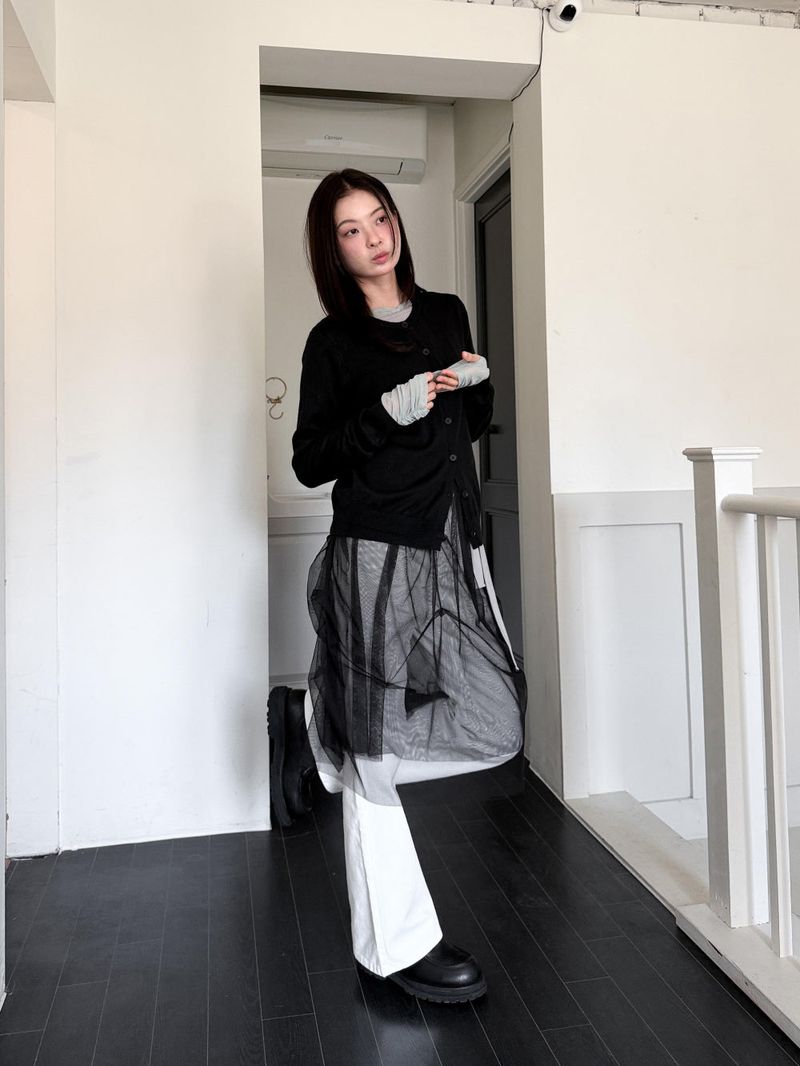  TUCK TULLE MESH SKIRT
