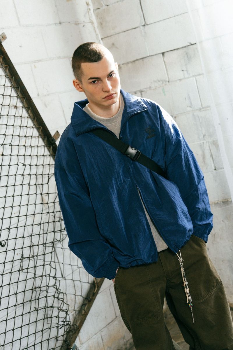 NYLON COLLAR WINDBRAKER - BLUE