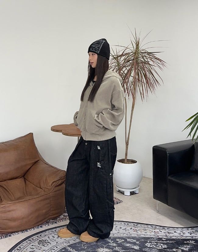 Lube Ribbed Crop Hood Zip-Up