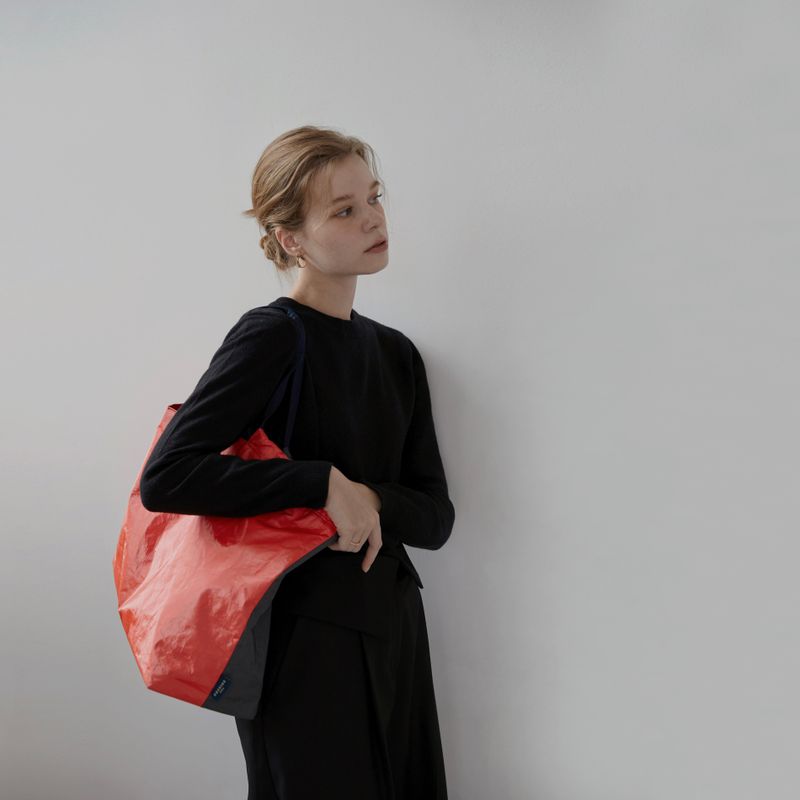 TYVEK FLEXIBLE BAG - Red Orange & Dark Gray (LARGE)