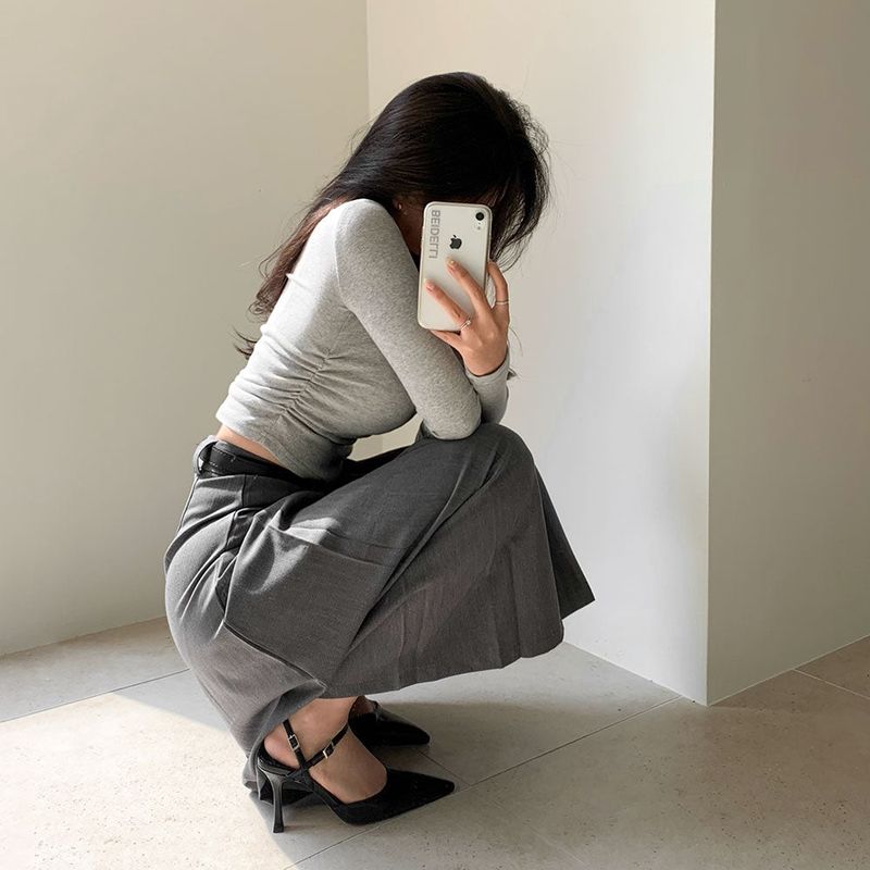 [Belt set/Recommended!] Rose Pleated Long Skirt