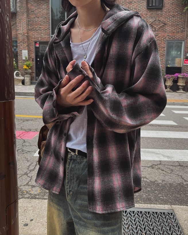 Kant Check Hooded Shirt