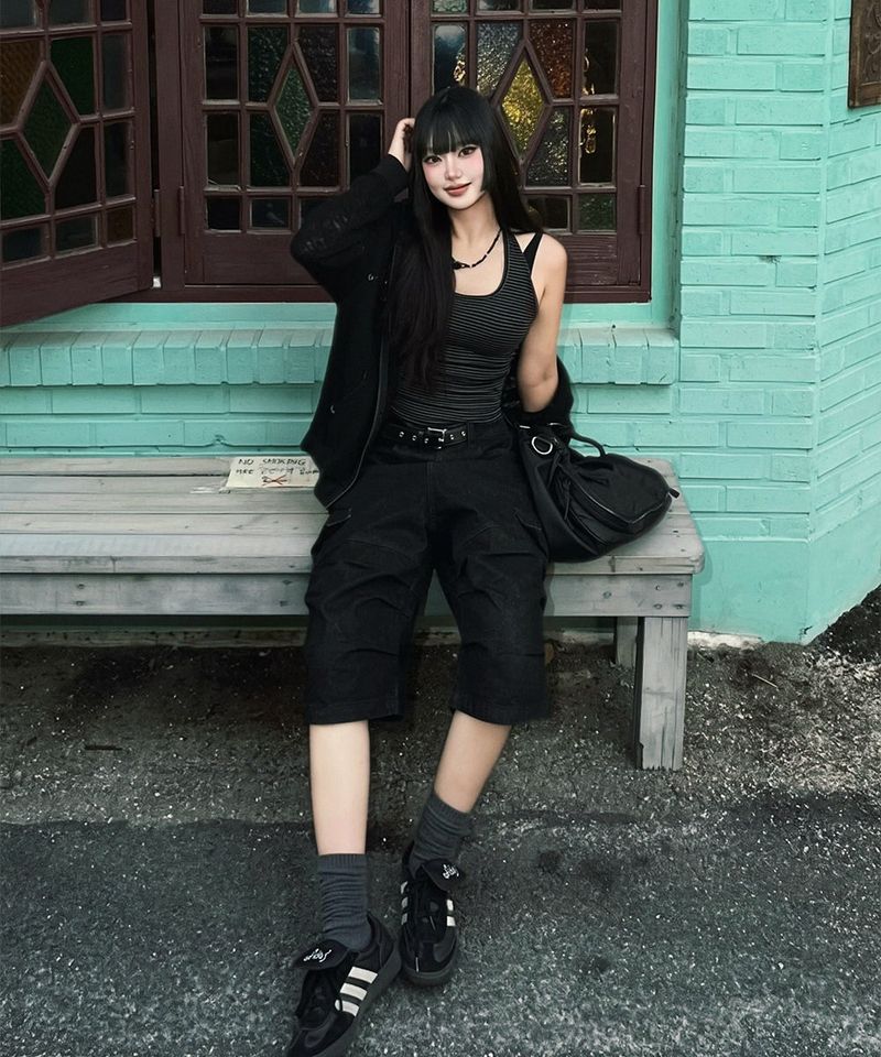 Stripe Haulter Neck Sleeveless