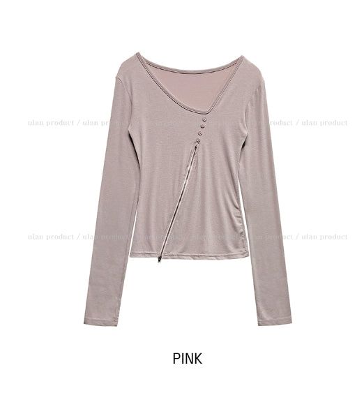 Hiko Unbalanced Button Zipper Long Sleeve