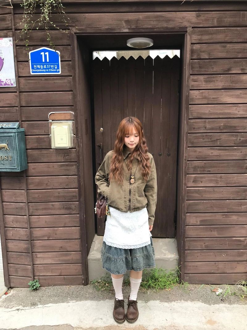 sear denim tiered skirt