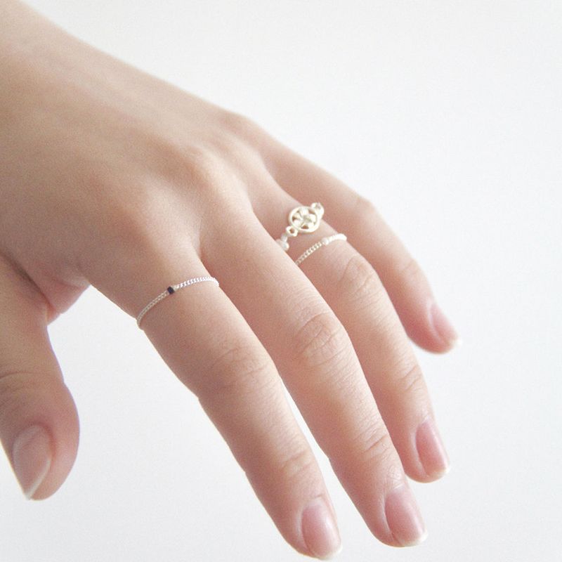 Only Silver Chain Ring (Black)