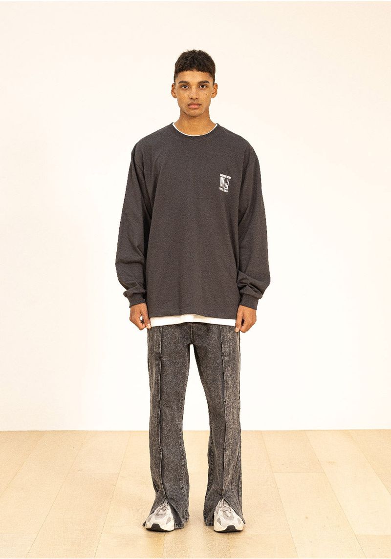 INCISION INVERTED WASHED DENIM PANTS