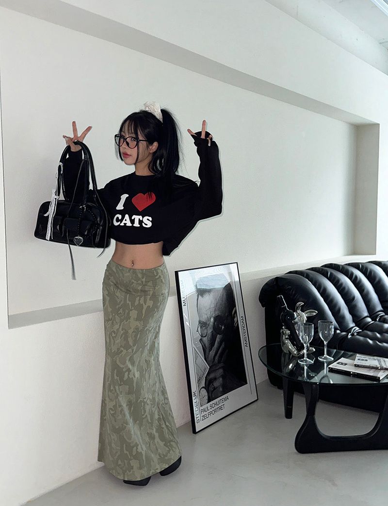 Camo Military Maxi Long Skirt