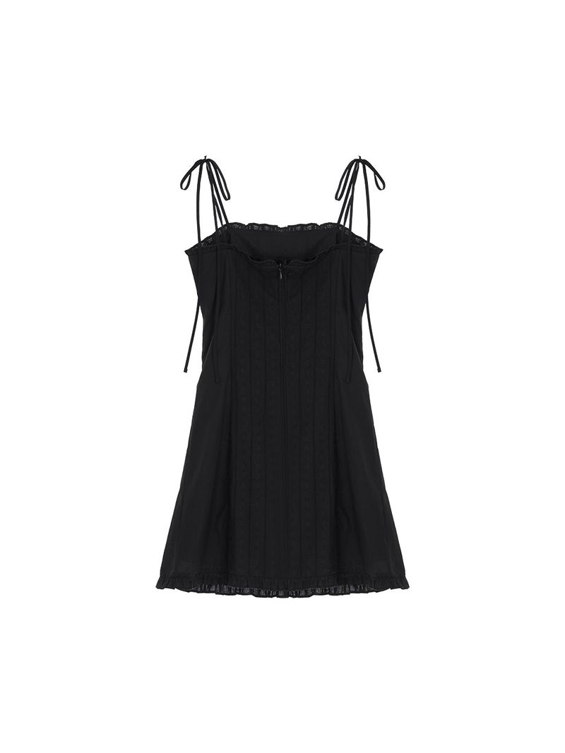 Lace frill mini dress (Black)