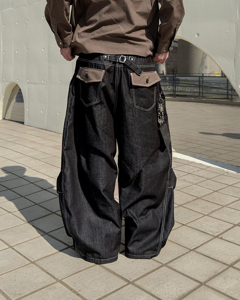 JIIGEUM(ジグム)の「Hanel Check Flap Balloon Denim Pants(Pants)」
