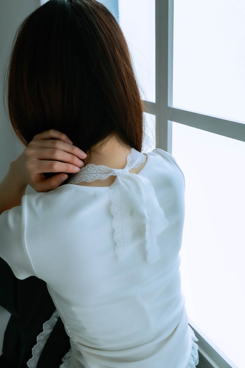 lace frill tee(white)
