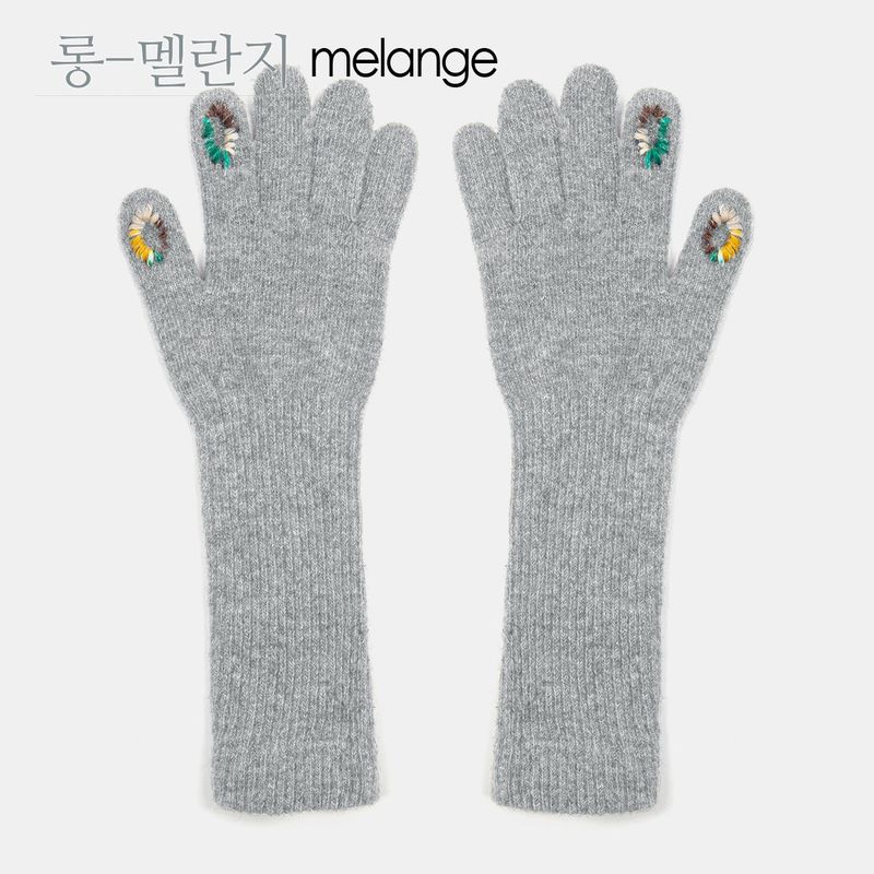 two hole long touch finger gloves 5colors