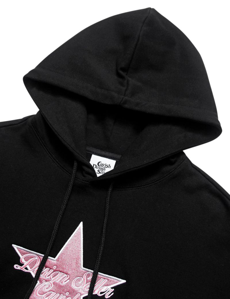 W STAR LOGO CROPPED HOODIE BLACK(CV2CFFM401A)