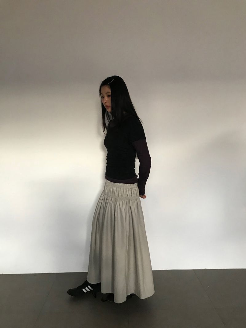 DUGGY（ダギー）の「レイヤードレザーシアーロングスカート (3 Colors)（スカート）」
