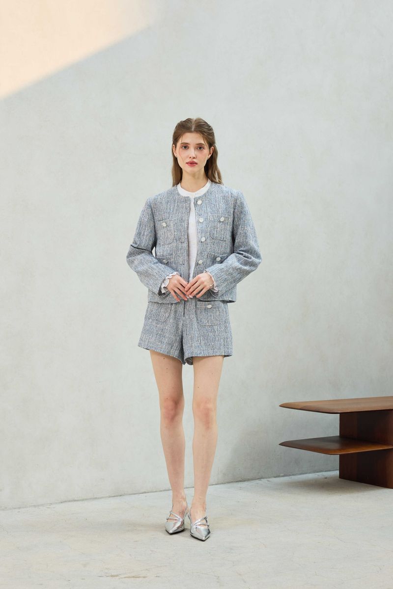CHERISH TWEED JACKET / SKY BLUE