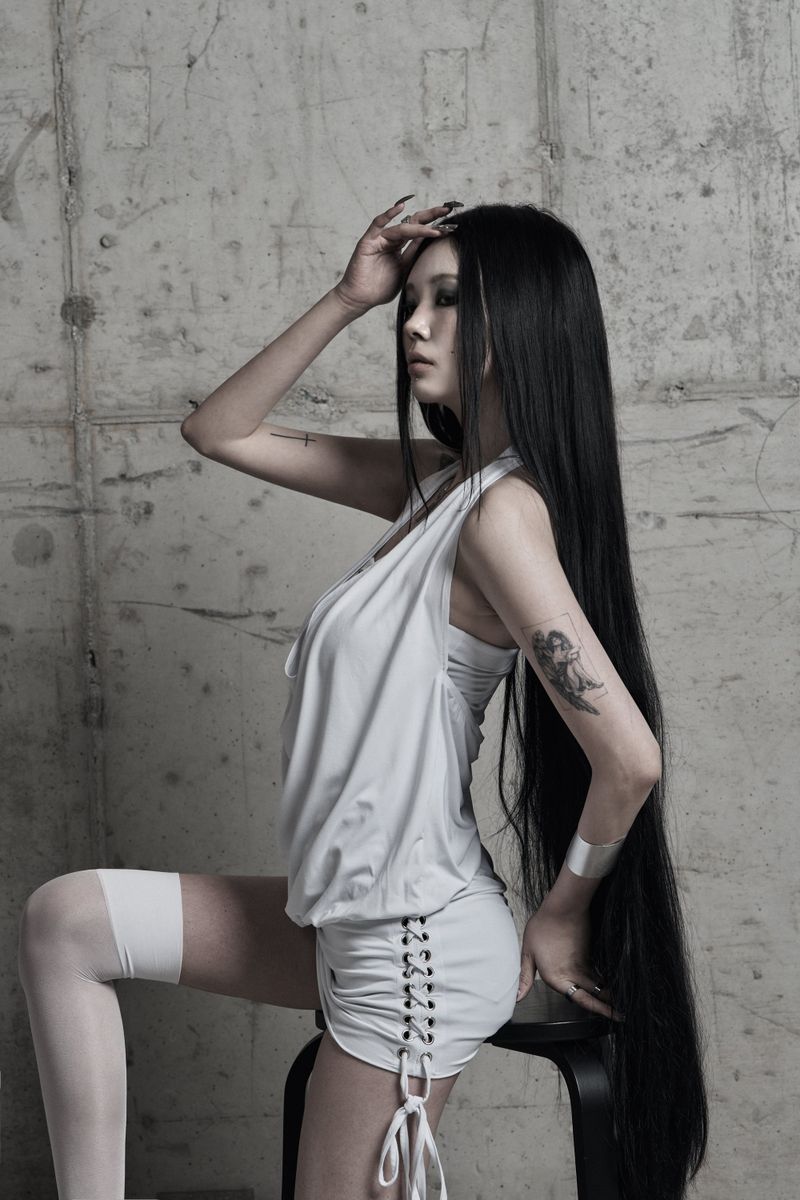 [label] cowl-neck side lace-up one-piece WHITE