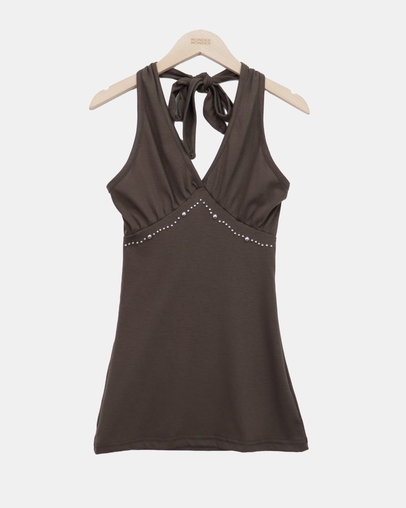 Hookin Studded Halter Neck Sleeveless Top