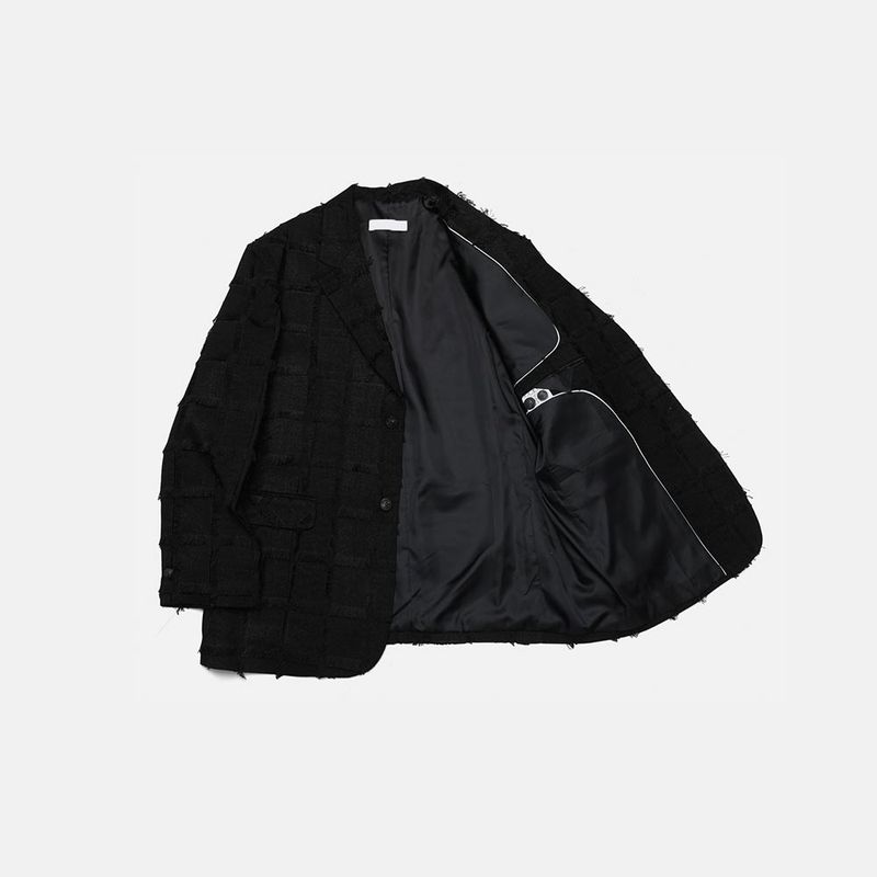 Pleddy Fringe Check Blazer (2color)