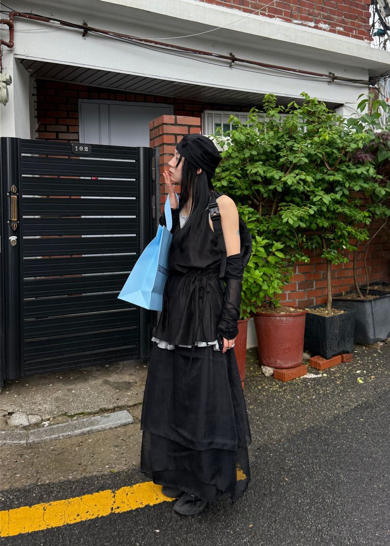 WOOHWA(ウファ)の「LAYERED SEER FLARE SK(Skirts)」