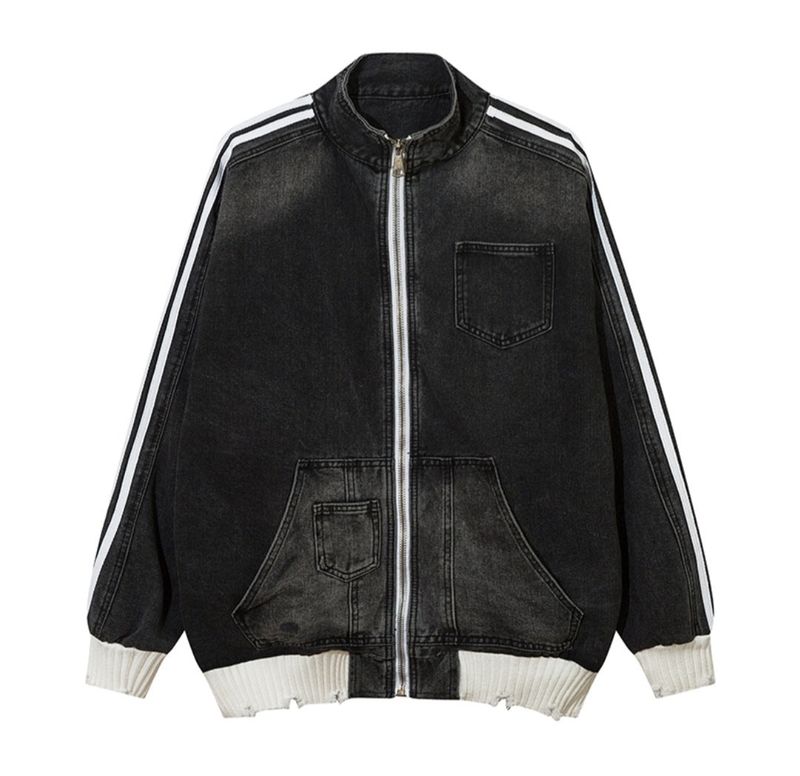 LMN Cube Damage Line Denim Zip-Up (2 colors)