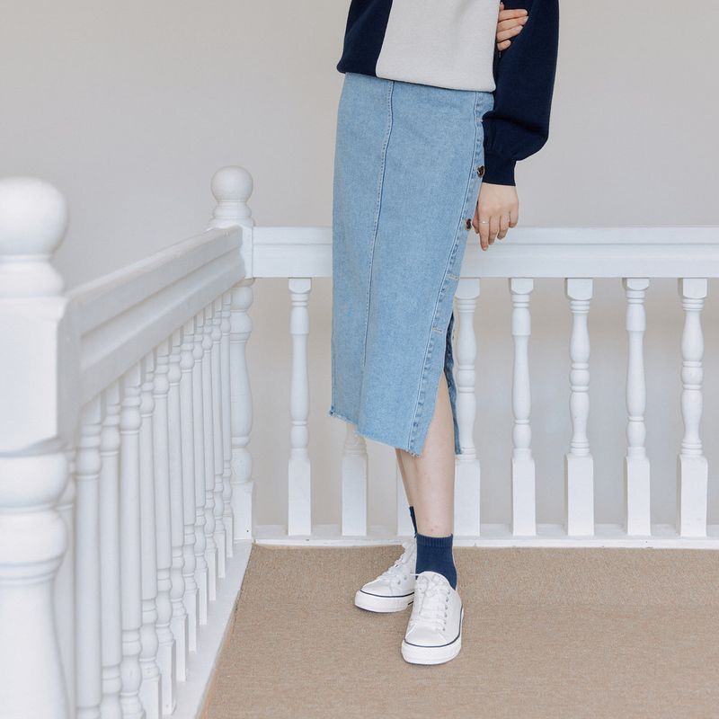 ラップデニムスカート / WRAP DENIM SKIRT_BLUE