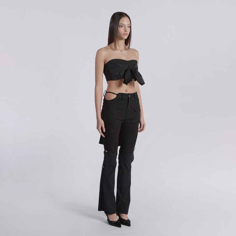 UNDERSTRAP KNEE DETAIL PANTS(BLACK)