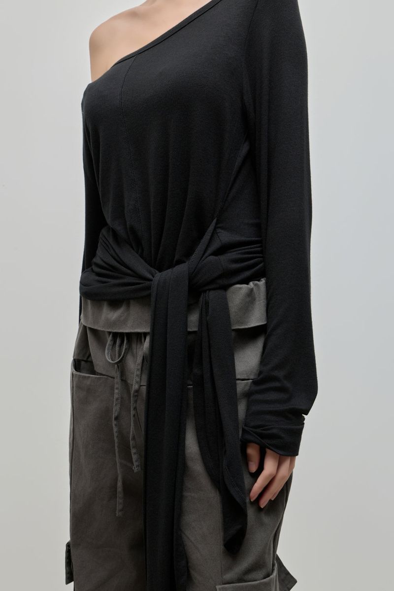 Wrapping Shirring Tee_Black