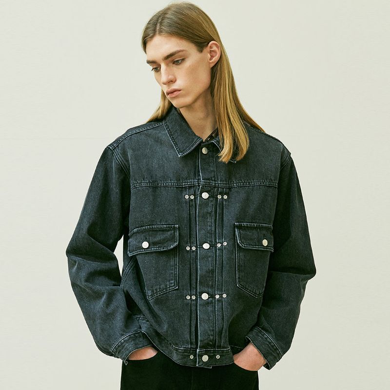 RIVETED 2ND TYPE DENIM JACKET BLACK