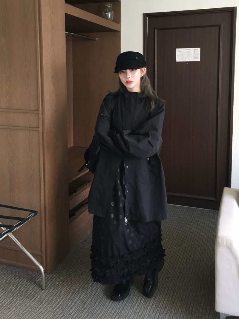 Round Dot Frill Long Skirt (2c)