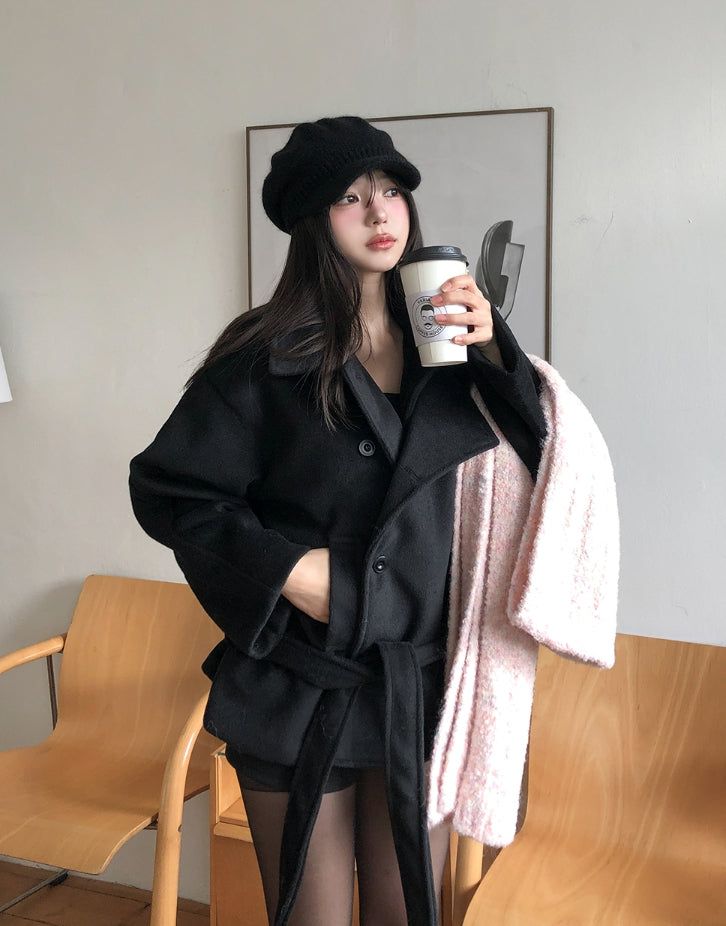 Forbe Belted High Neck Half Coat