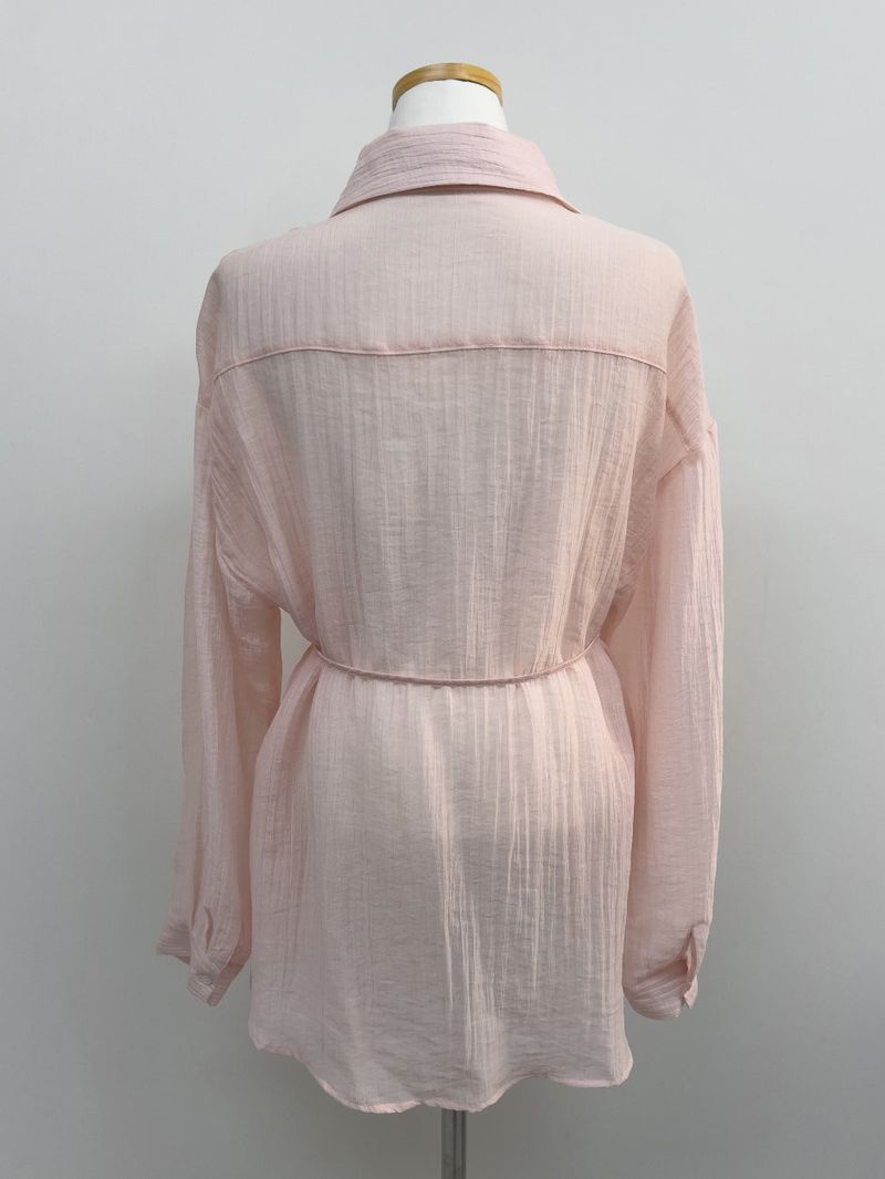 Wrinkle See-through Oversized Shirt
