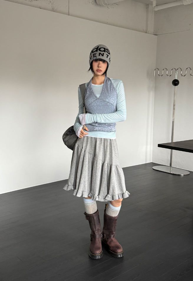 DEAR FRILL MIDI SKIRT