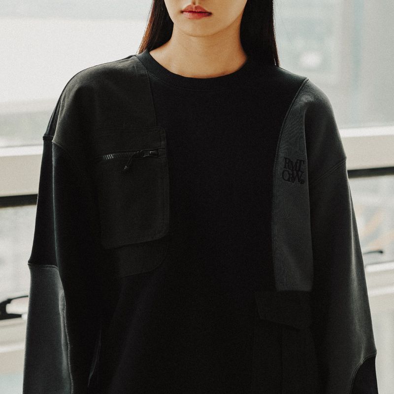 ROMANTIC CROWN(ロマンティッククラウン)の「FLECK POCKET SWEAT SHIRT_BLACK(Tops)」