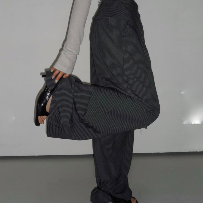 Flap Stripe Slacks - 2colors