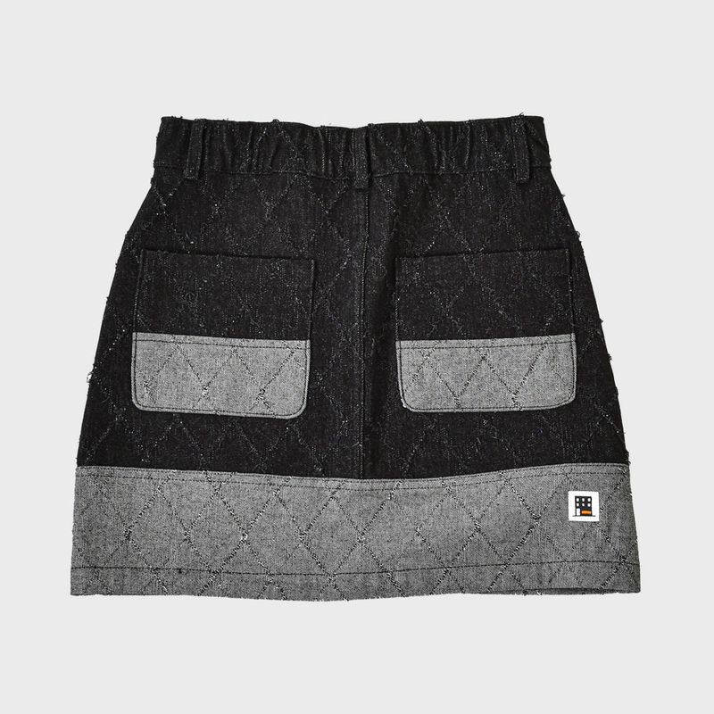 FENCE SWING DENIM MINI SKIRT (BLACK)