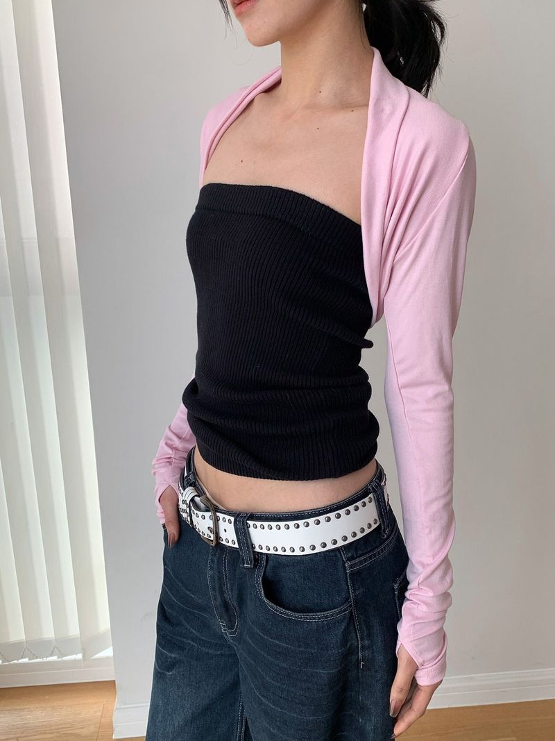 dereborujo（ドレボルゾー）の「Collection Shawl Short Long-Sleeve Cardigan（Tops）」
